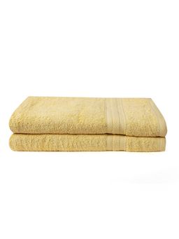 Layers - Aqua Plush 450 Gsm Yellow Bath Towel (Pack Of 2) (L)
