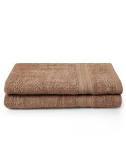 Layers - Aqua Plush 450 Gsm Brown Bath Towel (Pack Of 2) (L)