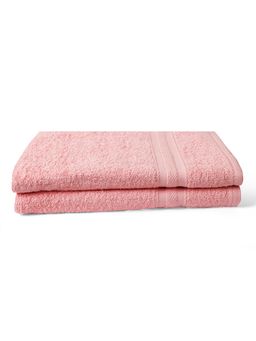 Layers - Aqua Plush 450 Gsm Pink Bath Towel (Pack Of 2) (L)
