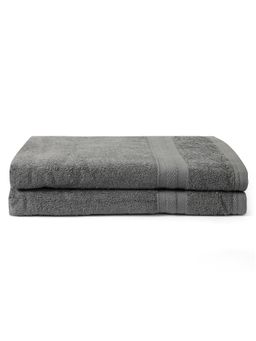 Layers - Aqua Plush 450 Gsm Grey Bath Towel (Pack Of 2) (L)