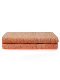 Layers - Aqua Plush 450 Gsm Peach Bath Towel (Pack Of 2) (L)