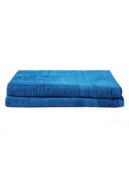 Layers - Aqua Plush 450 Gsm Blue Bath Towel (Pack Of 2) (L)