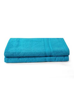 Layers - Aqua Plush 450 Gsm Blue Bath Towel (Pack Of 2) (L)