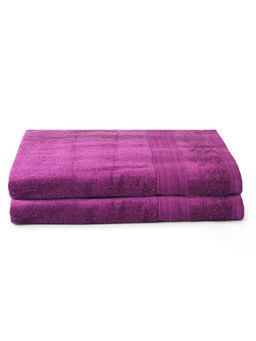 Layers - Aqua Plush 450 Gsm Purple Bath Towel (Pack Of 2) (L)