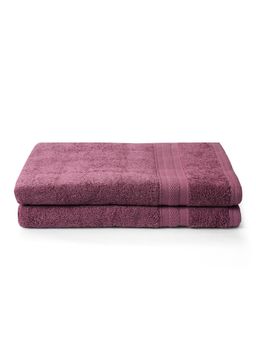 Layers - Aqua Plush 450 Gsm Mauve Bath Towel (Pack Of 2) (L)