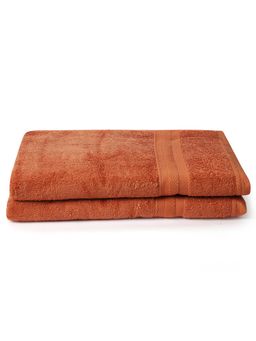 Layers - Aqua Plush 450 Gsm Brown Bath Towel (Pack Of 2) (L)