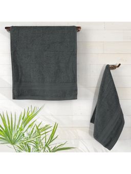 Layers - Aqua Plush 450 Gsm Grey Hand Towels (Pack Of 2) (M)