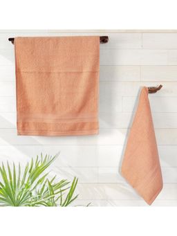 Layers - Aqua Plush 450 Gsm Peach Hand Towels (Pack Of 2) (M)
