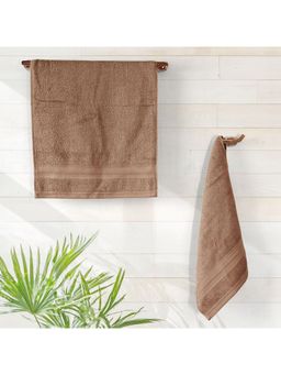 Layers - Aqua Plush 450 Gsm Brown Hand Towels (Pack Of 4) (M)