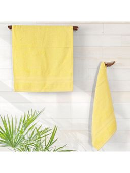 Layers - Aqua Plush 450 Gsm Yellow Hand Towels (Pack Of 4) (M)