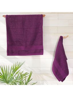 Layers - Aqua Plush 450 Gsm Purple Hand Towels (Pack Of 4) (M)