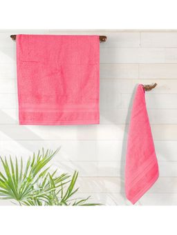 Layers - Aqua Plush 450 Gsm Pink Hand Towels (Pack Of 4) (M)