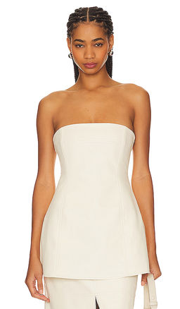 Weworewhat - Faux Leather Strapless Top