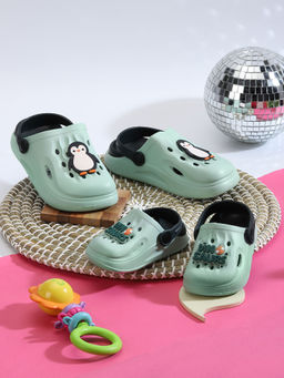 Truffle Collection - Green Stylish Slip-On Clogs for Kids