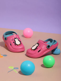 Truffle Collection - Pink Blue Stylish Slip-On Clogs for Kids
