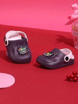 Truffle Collection - Purple Pink Stylish Slip-On Clogs for Kids