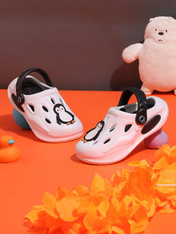 Truffle Collection - White Black Stylish Slip-On Clogs for Kids
