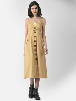 CRIMSOUNE CLUB - Women Belted Khaki Safari Dress