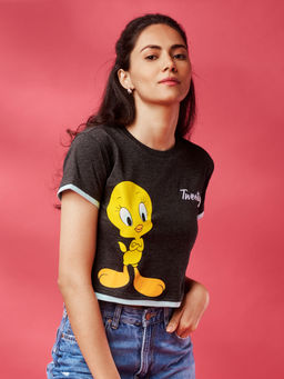 The Souled Store - Official Looney Tunes: Tweety Graphic Printed Grey Tshirts