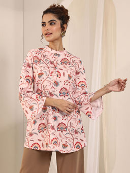 Libas - Pink Floral Printed Straight Kurti