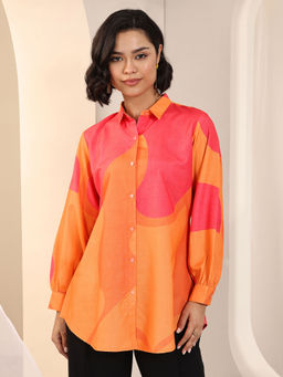 Libas - Multi Color Abstract Printed Front Open Shirt