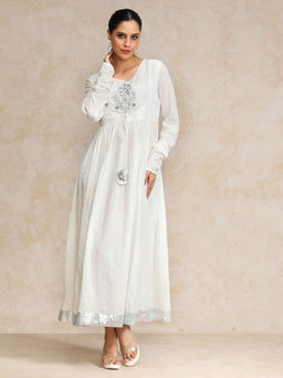 Varanga - Zari and Sequin Embroidered Gota Detailed Long Anarkali Kurta