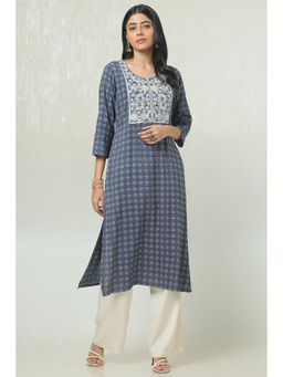 Soch - Women Blue Rayon Ethnic Motifs Kurta