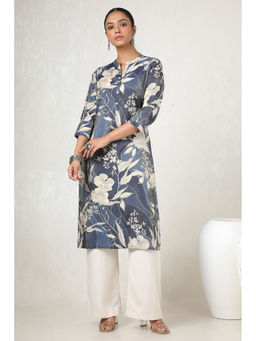 Soch - Women Grey Tissue Floral Print Kurta