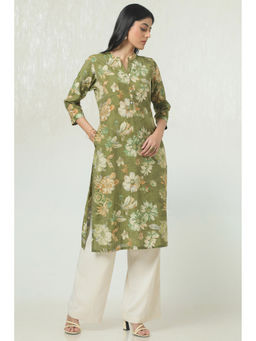 Soch - Women Olive Tissue Floral Print Kurta