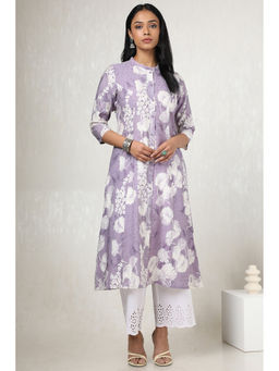 Soch - Women Purple Gadwal Floral Print Kurta