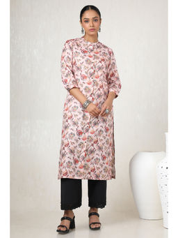 Soch - Women Pink Rayon Floral Print Kurta