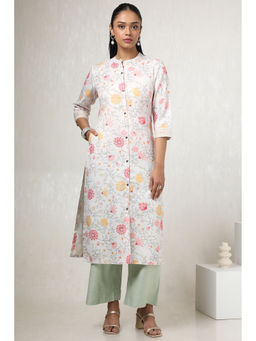 Soch - Women Off White Rayon Floral Print Kurta