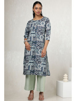 Soch - Women Blue Rayon Ethnic Motifs Kurta