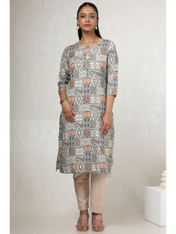 Soch - Women Grey Rayon Ethnic Motifs Kurta