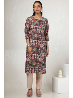 Soch - Women Black Rayon Ethnic Motifs Kurta