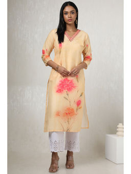 Soch - Women Cream Muslin Floral Print Kurta