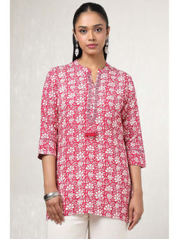Soch - Women Red Rayon Floral Print Tunic