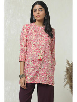 Soch - Women Red Rayon Ethnic Motifs Floral Print Tunic