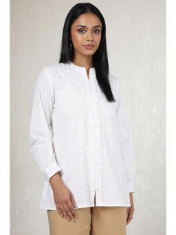 Soch - Women White Cotton Slub Solid Tunic