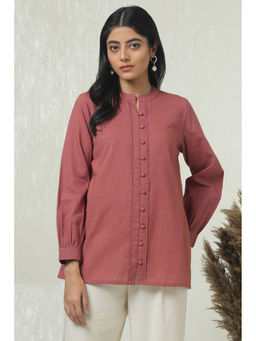 Soch - Women Rust Cotton Slub Solid Tunic