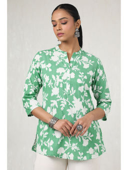 Soch - Women Green Cotton Flex Floral Print Tunic