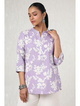 Soch - Women Purple Cotton Flex Floral Print Tunic