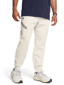 Under Armour - Men White Unstoppable Fleece Grid Joggers