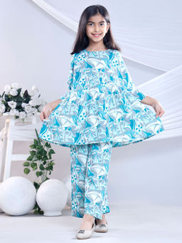 Misbis - Blue Printed Kurta and Palazzo (Set of 2)