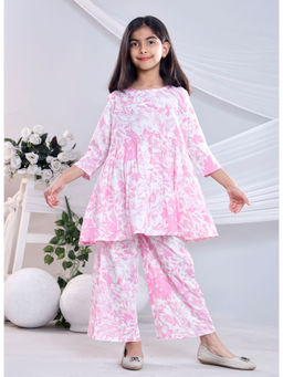 Misbis - Pink Floral Kurta and Palazzo (Set of 2)