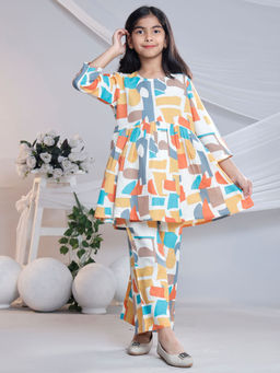 Misbis - Yellow Abstract Kurta and Palazzo (Set of 2)