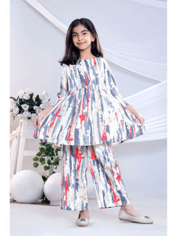 Misbis - Grey Abstract Kurta and Palazzo (Set of 2)