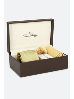 Louis Philippe - Men Cream Print Tie Pocket Square & Lapel Pin Printed