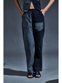 Banana Labs - Navy Blue Cotton Stripes Relaxed Pant