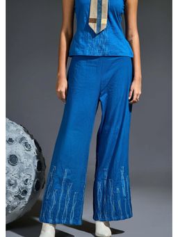 Banana Labs - Indigo Cotton Self Design Relaxed Pant